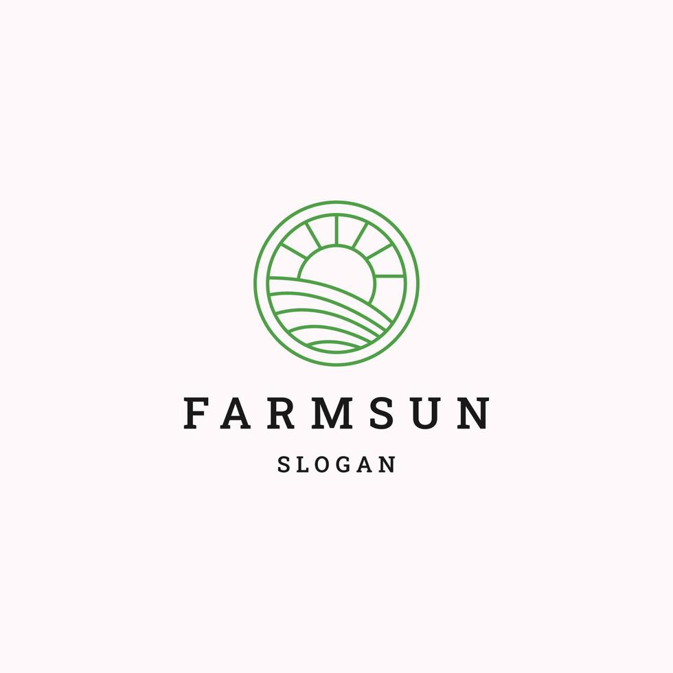 Farm sun logo icon flat design template vector