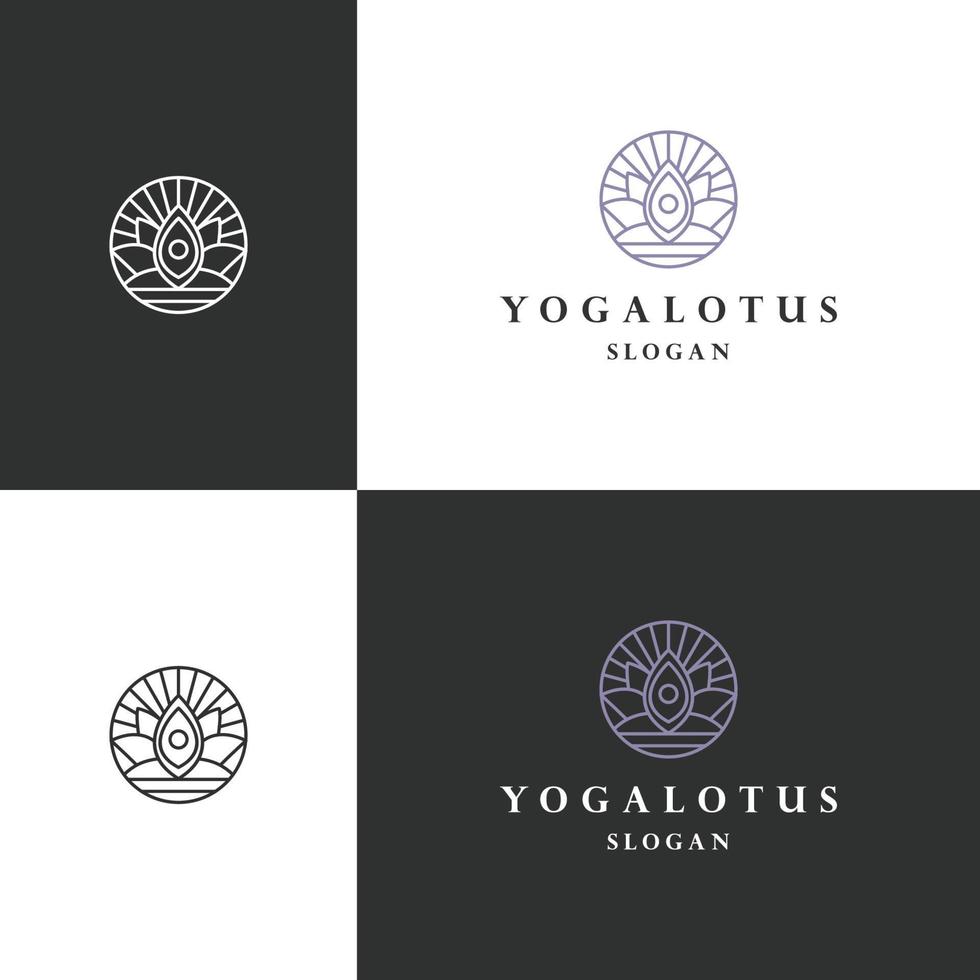 Ilustración de vector de plantilla de diseño de icono de logotipo de loto de yoga