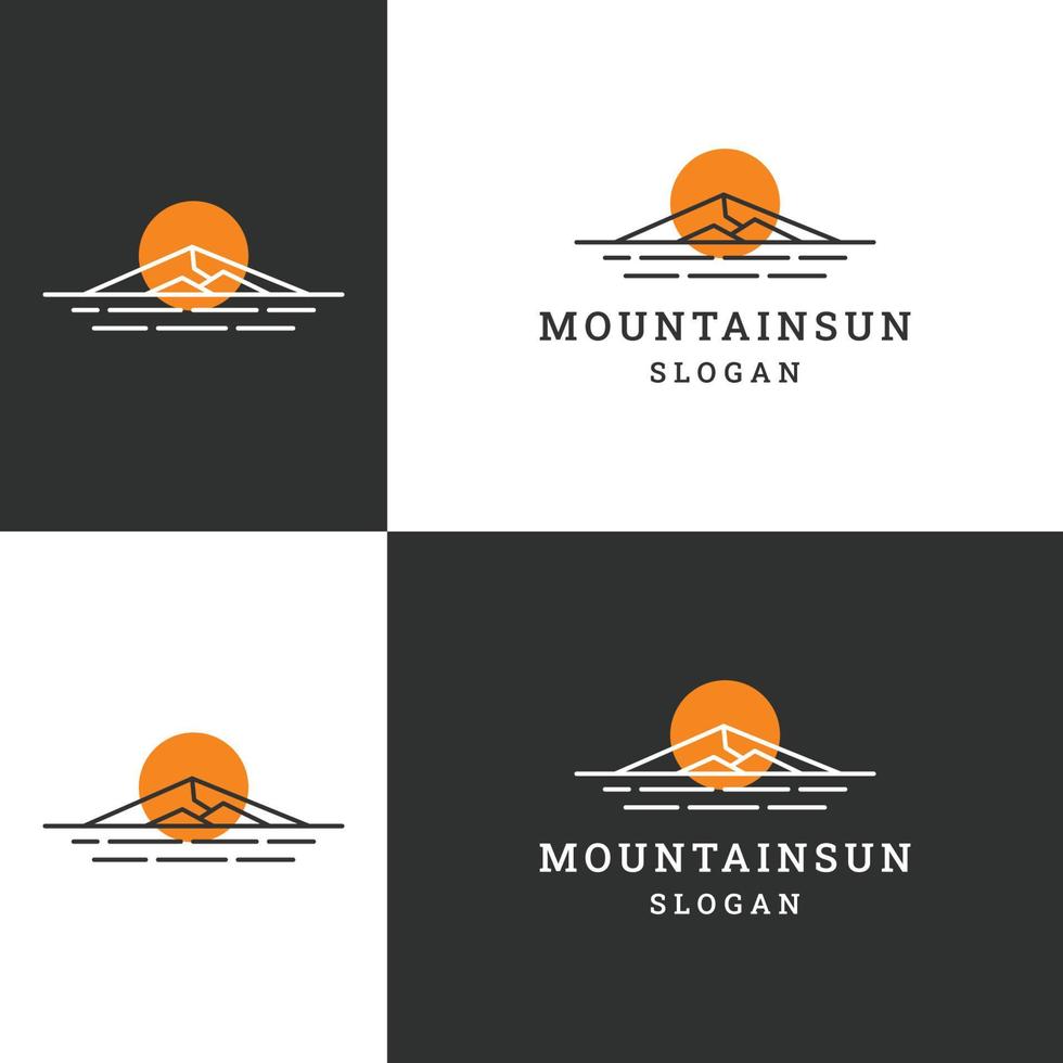 plantilla de diseño plano de icono de logotipo de sol de montaña vector