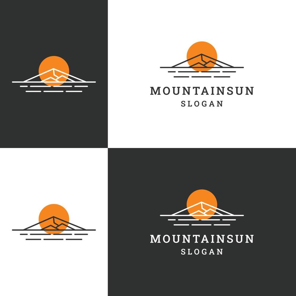 Mountain sun logo icon flat design template vector