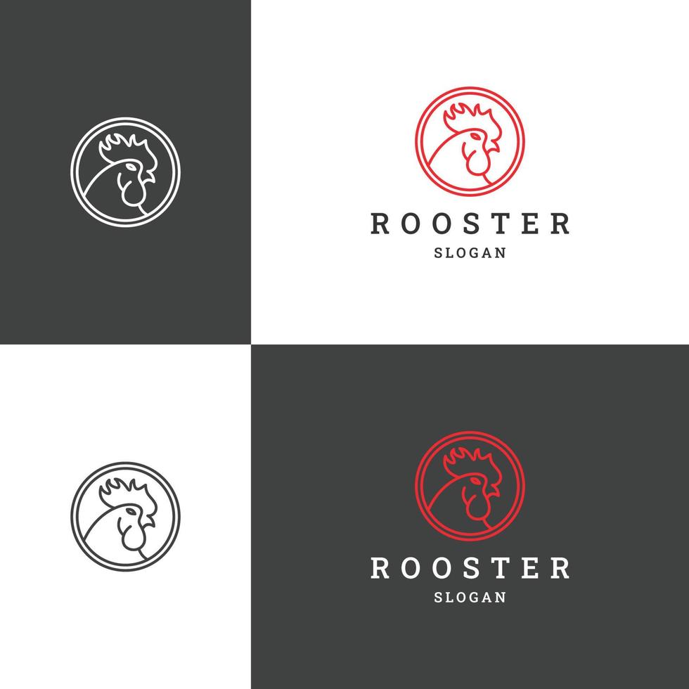 Rooster logo icon flat design template vector