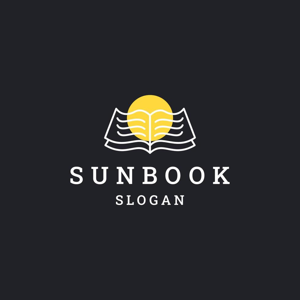 plantilla de diseño plano de icono de logotipo de libro de sol vector