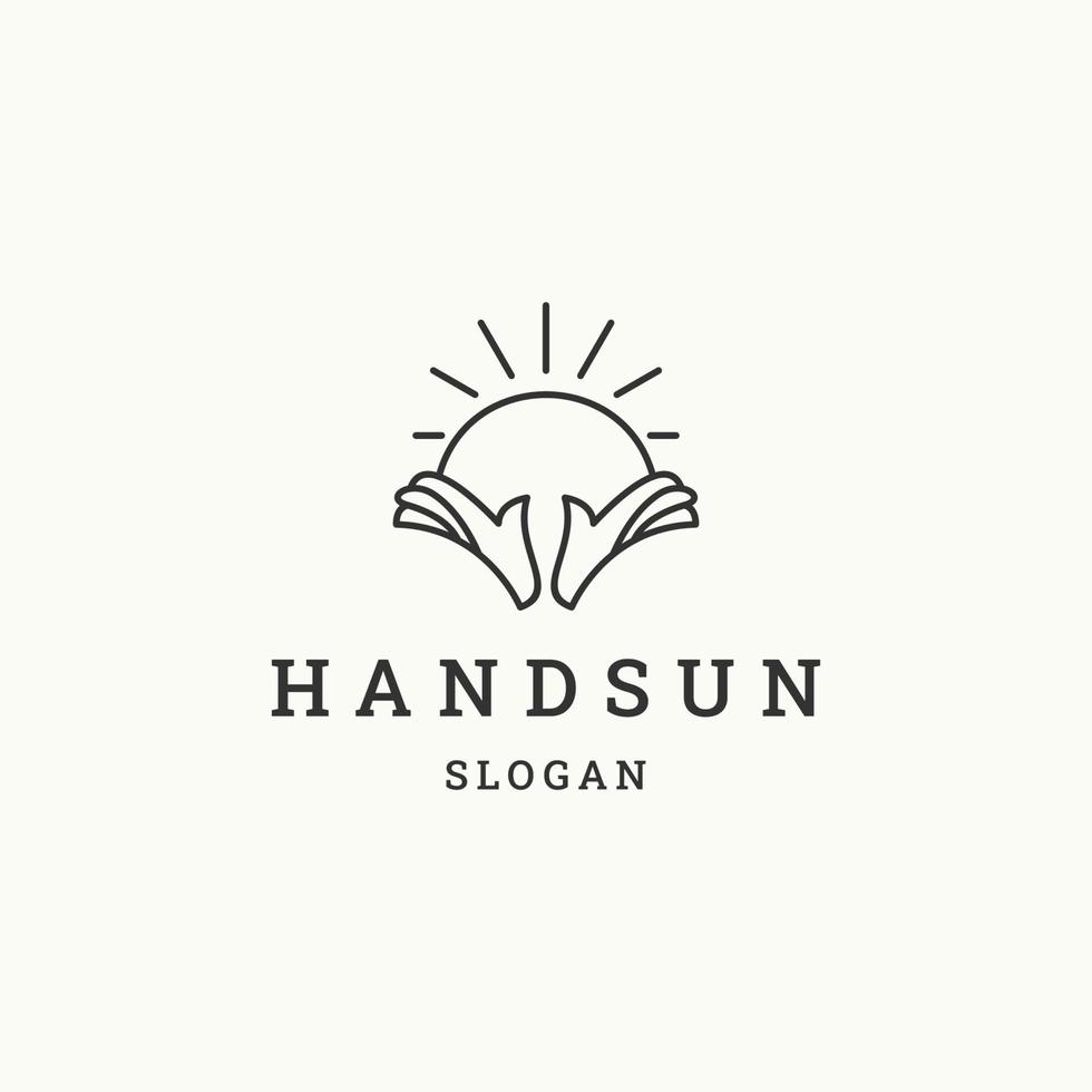 Ilustración de vector de plantilla de diseño de icono de logotipo de sol de mano