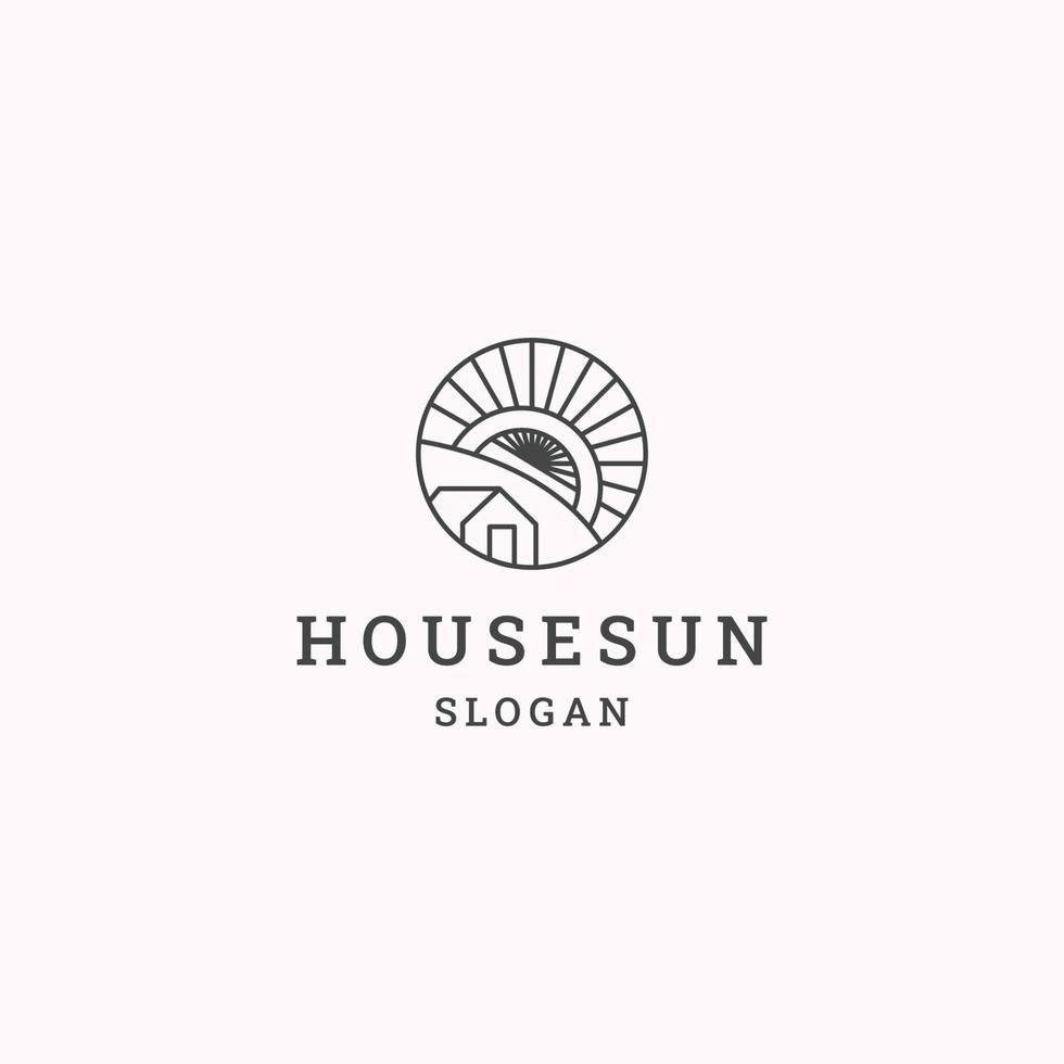 plantilla de diseño de icono de logotipo de sol de casa vector