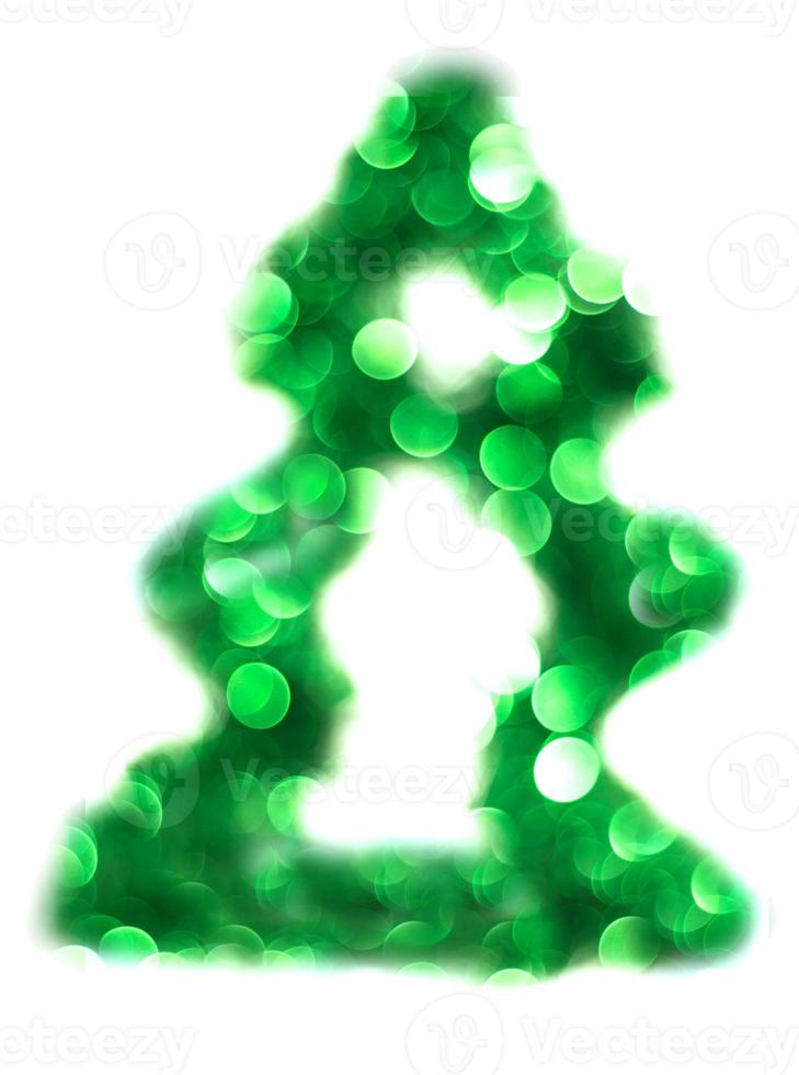 Green Christmas lights fir tree bokeh - A bright bokeh background created by Christmas lights photo