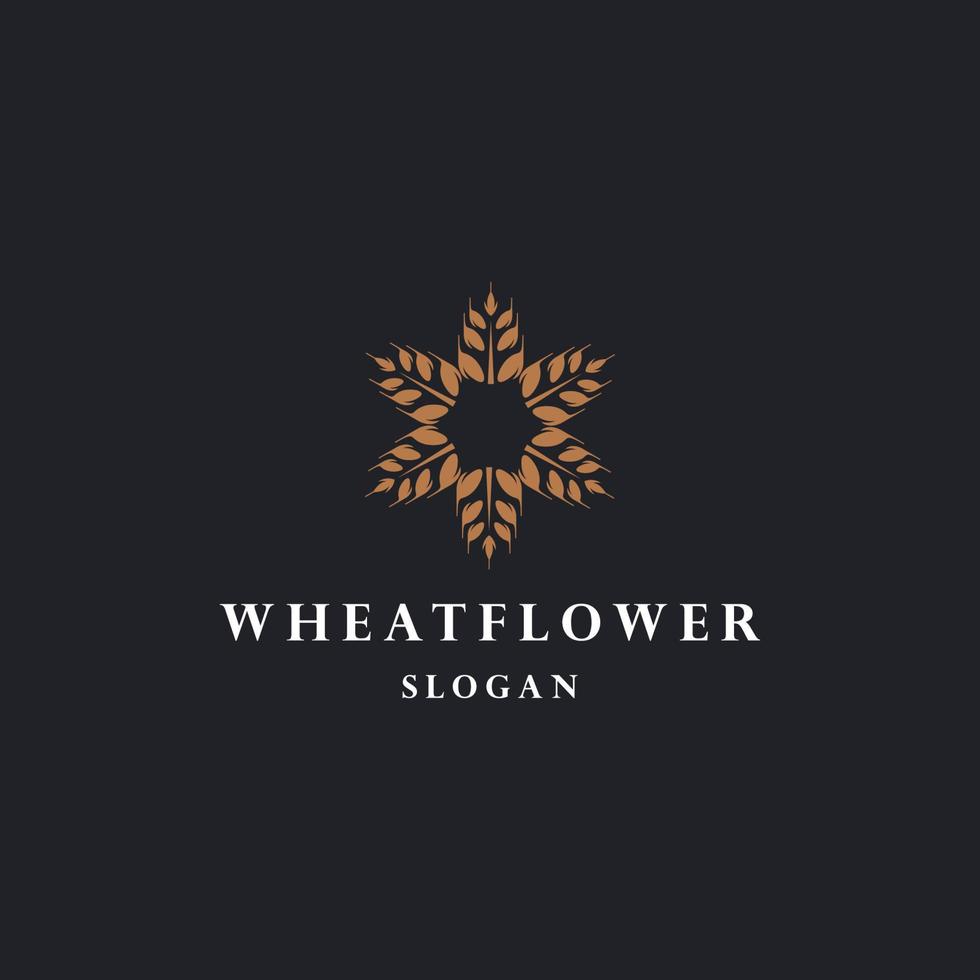 Wheat flower logo icon design template vector illustration