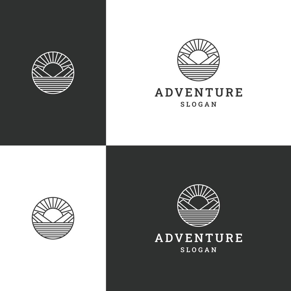 Adventure simple line art logo template vector illustration design