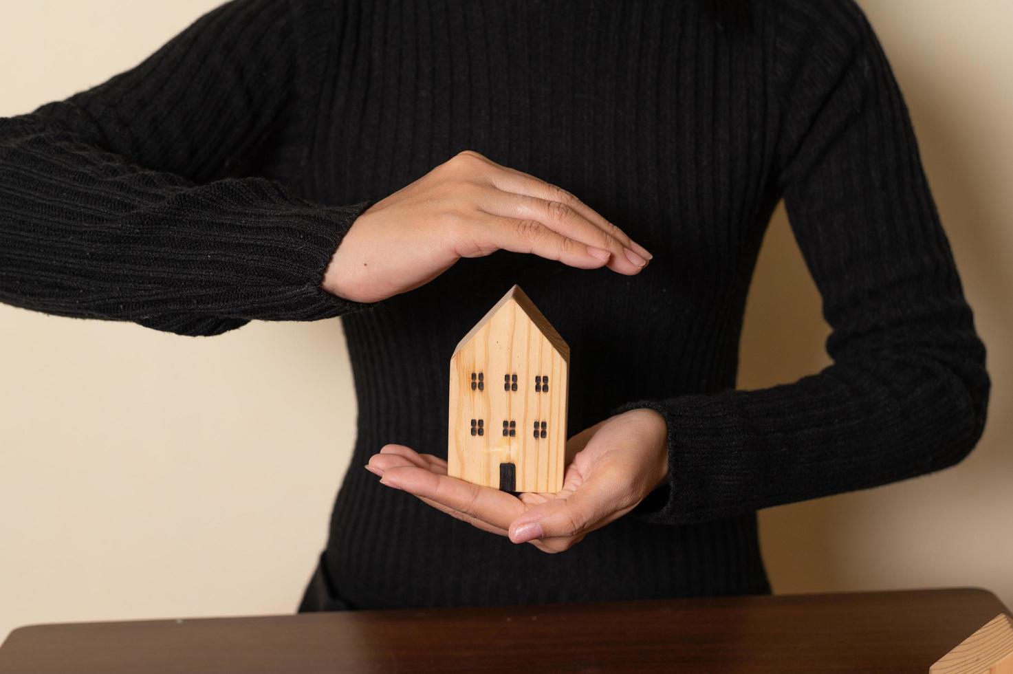 Asianwoman happy saving money concept. photo