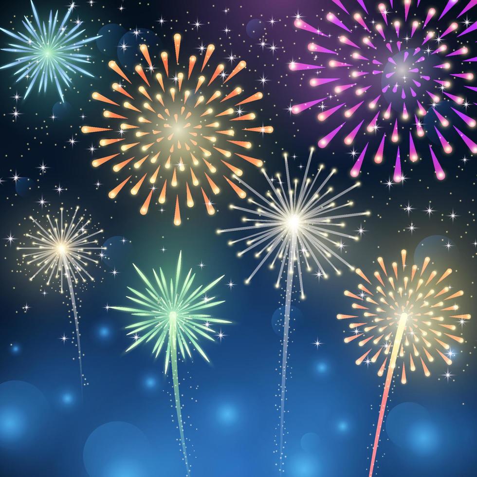 Colorful Fireworks Background vector