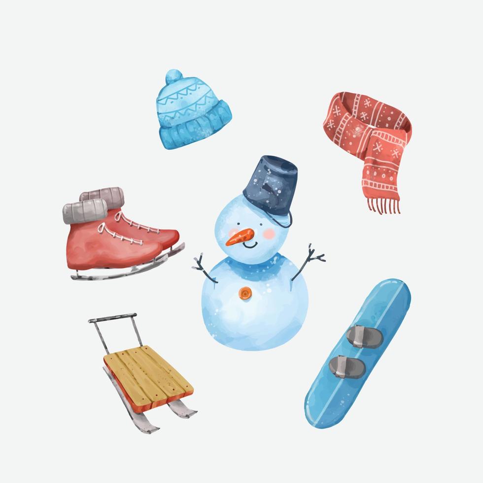 Winter Outdoor Activity Item Icon Set vector