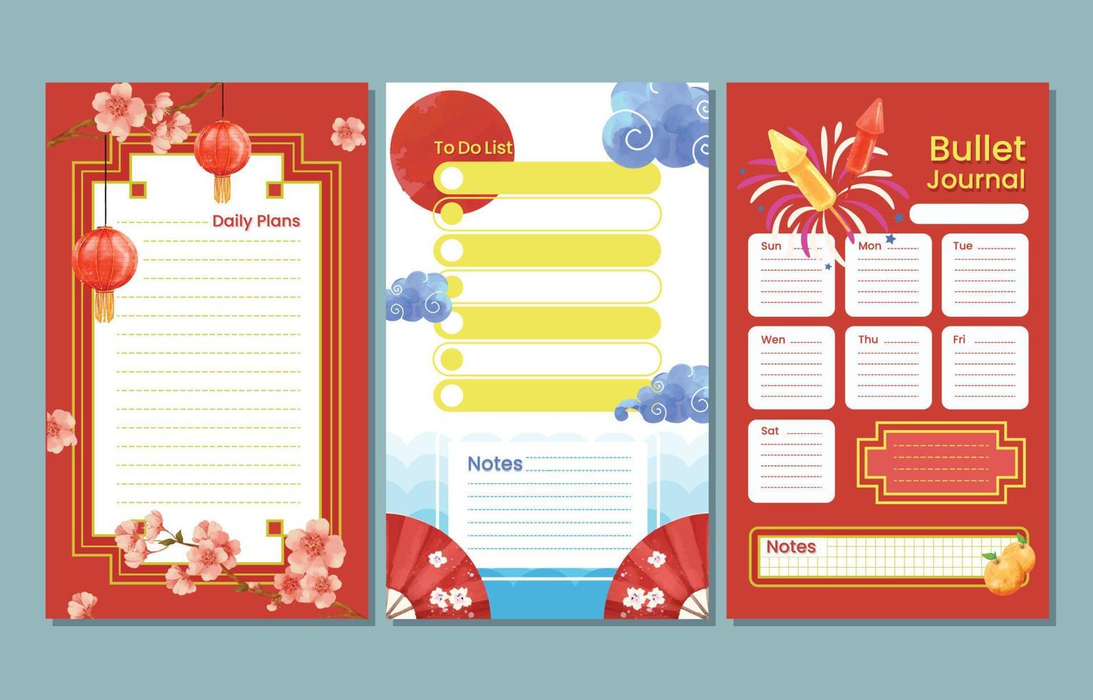 Chinese New Year Journal Template vector