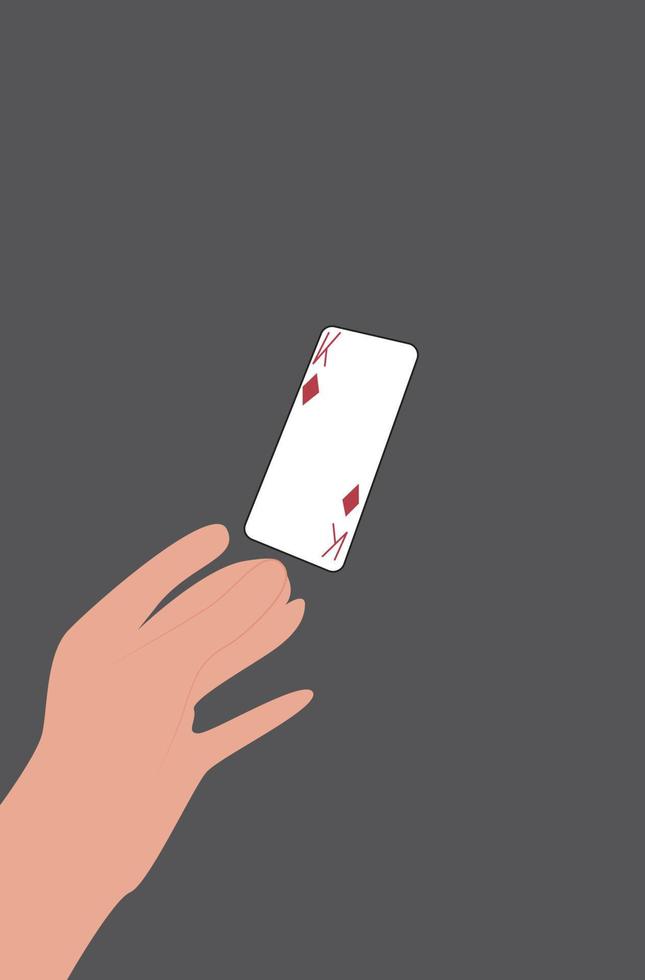 Card and hand, illustration, vector on white background.