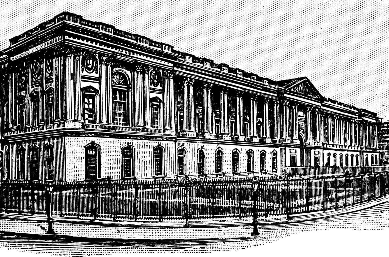 Colonnade of the Louvre, vintage illustration vector