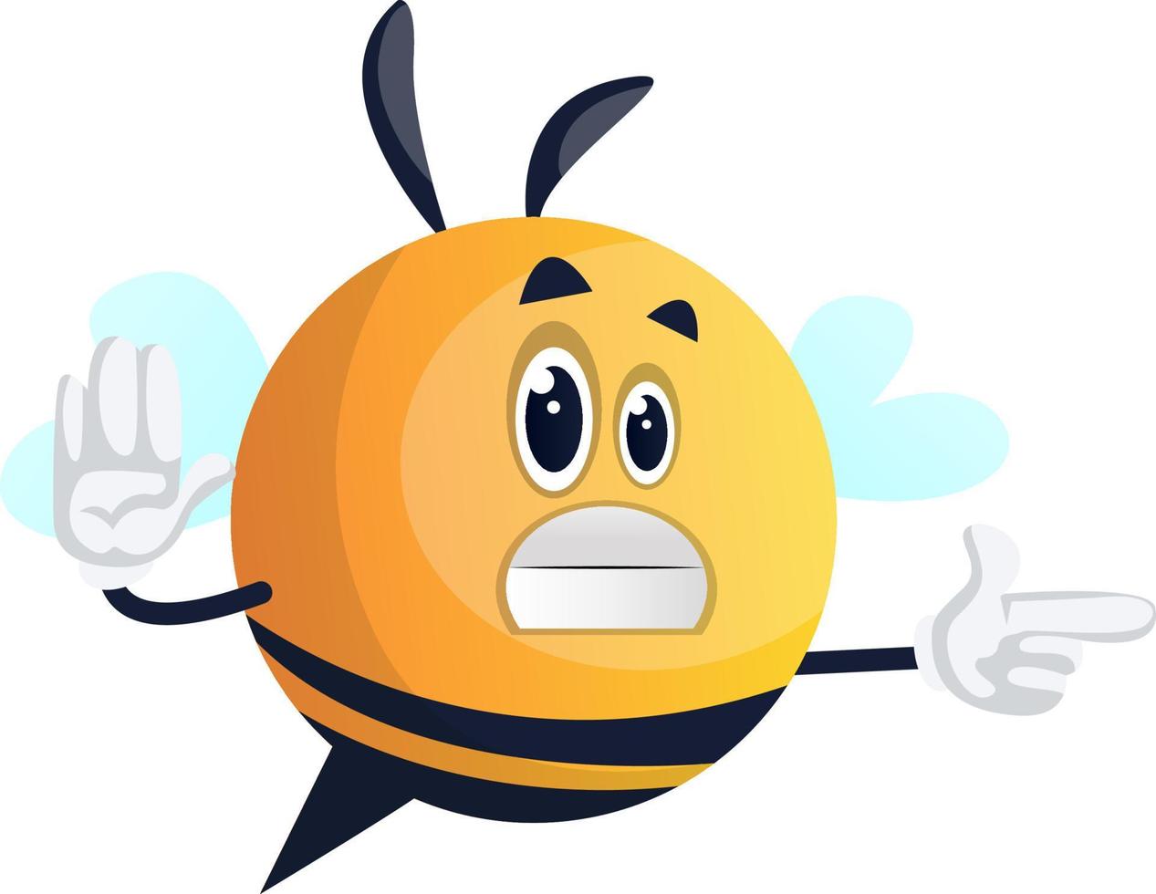 Bee showing direction, illustration, vector on white background.