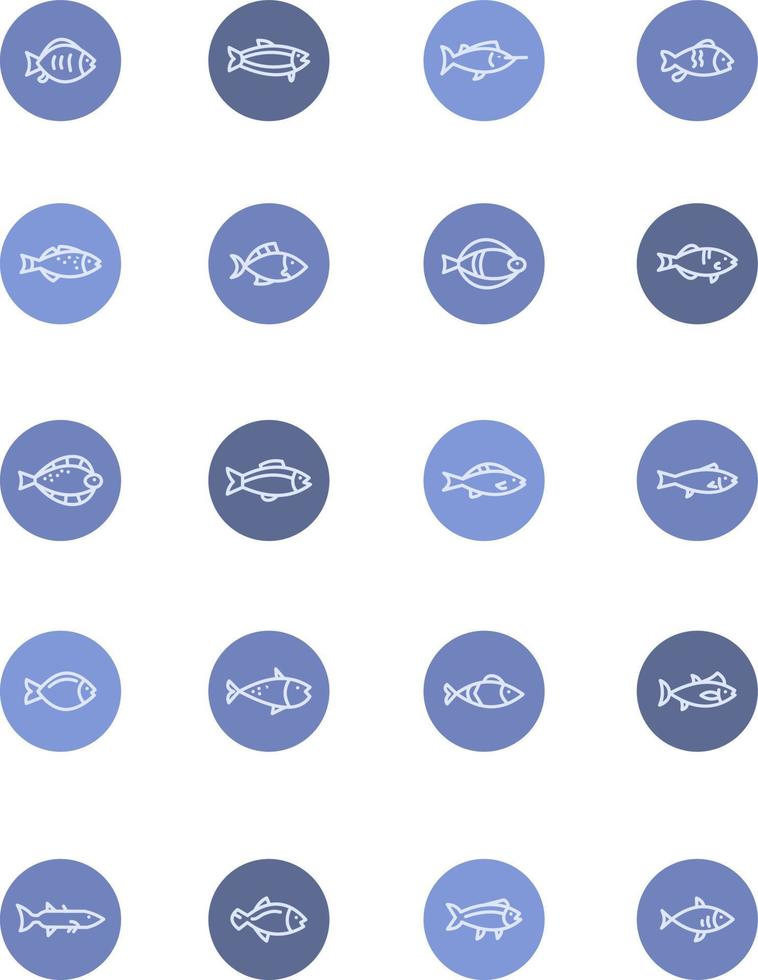 Peces de mar, ilustración, vector sobre fondo blanco.