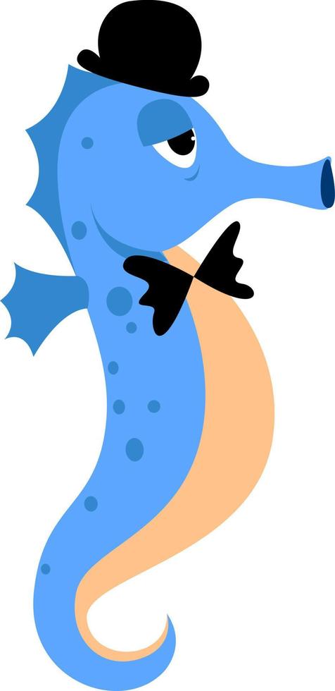 Blue seahorse, illustration, vector on white background.