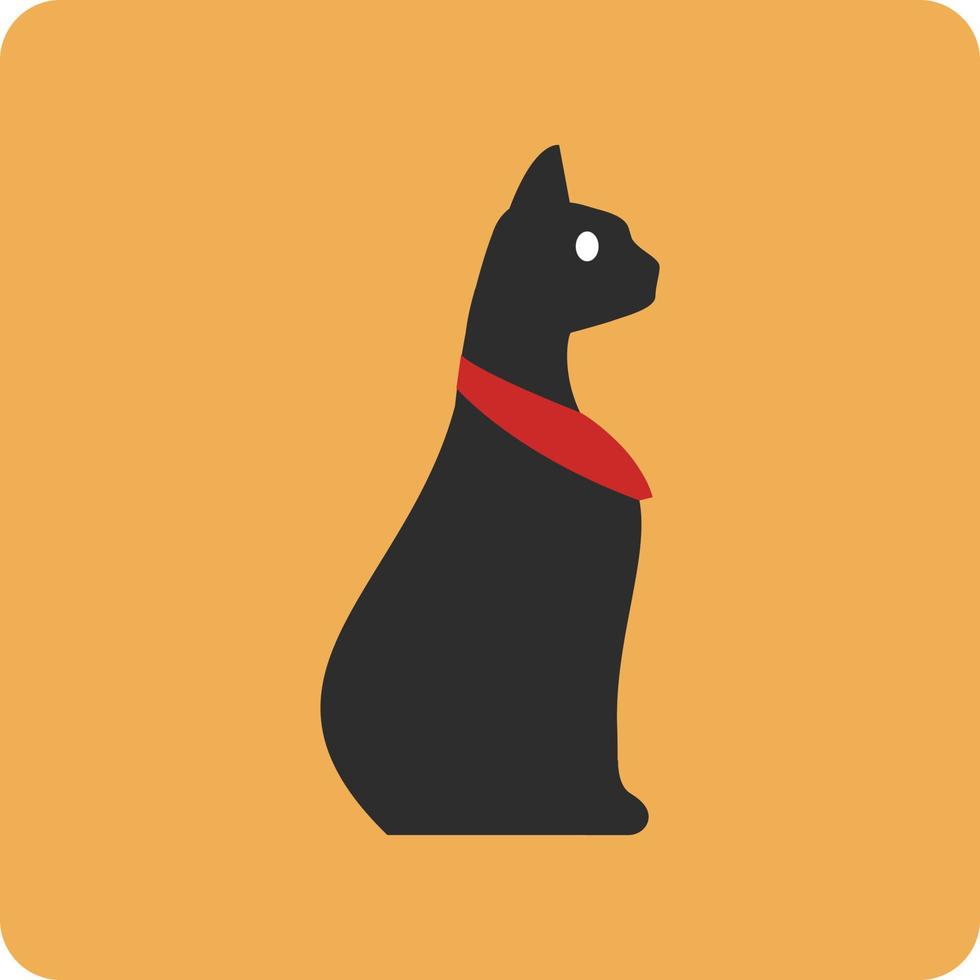 Black egyptian cat, illustration, vector, on a white background. vector