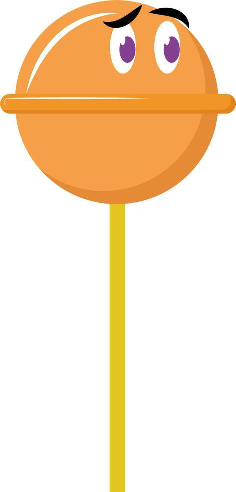 Orange lollipop, illustration, vector on white background.