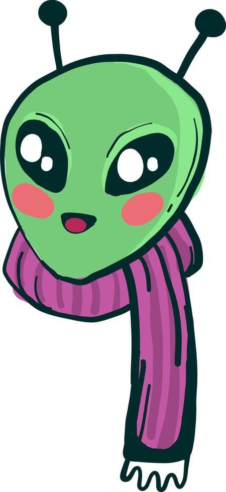 Cute green alien, illustration, vector on white background