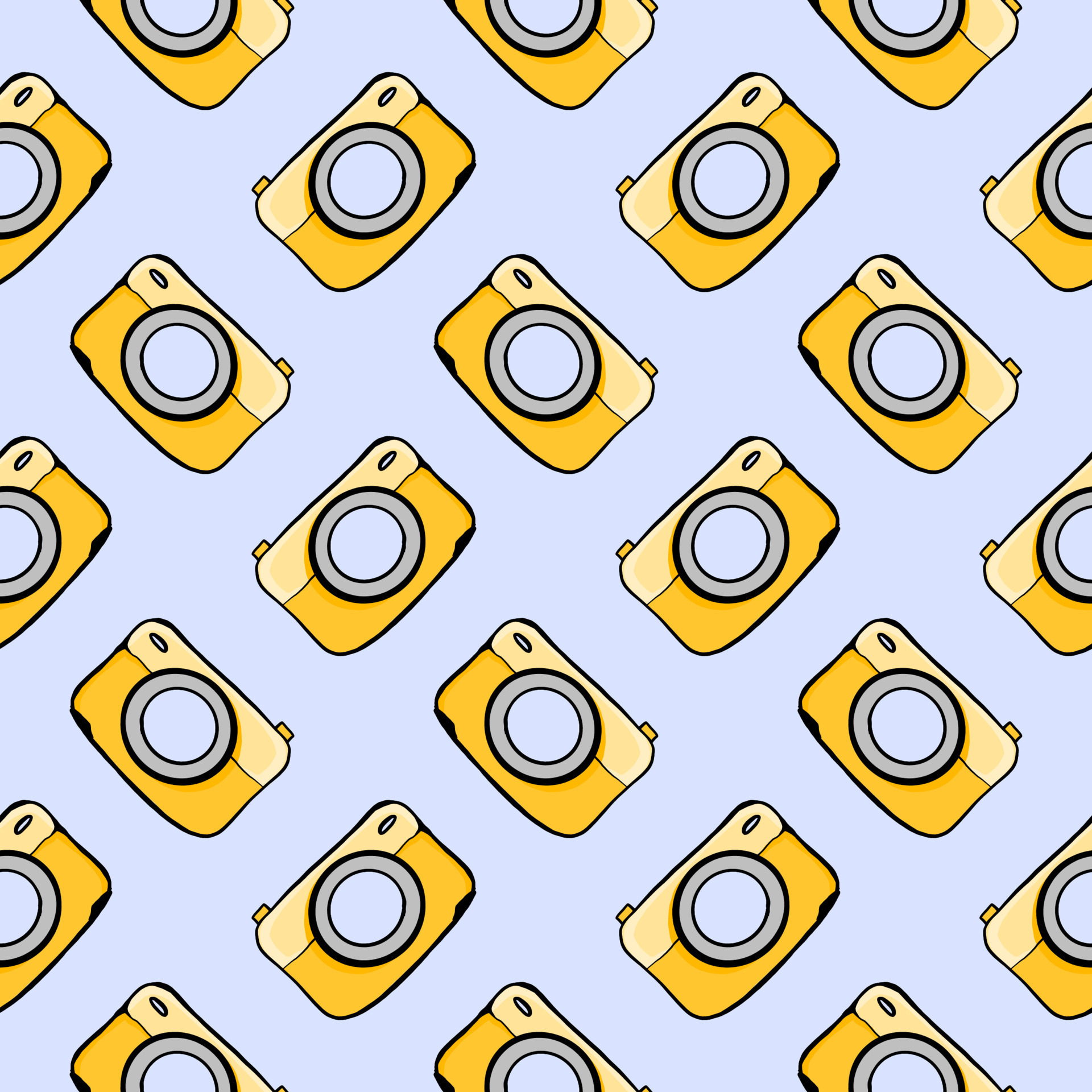 Yellow camera , seamless pattern on a grey background. 13646658 Vector