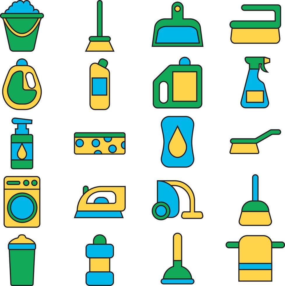 Cleaning supplies, illustration, vector, on a white background. vector