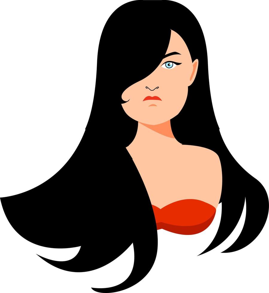 Brunette, illustration, vector on white background.