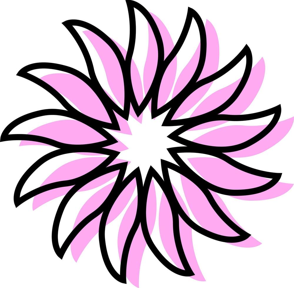Pink flower, icon illustration, vector on white background