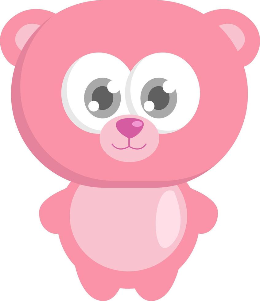 Pink bear toy , illustration, vector on white background