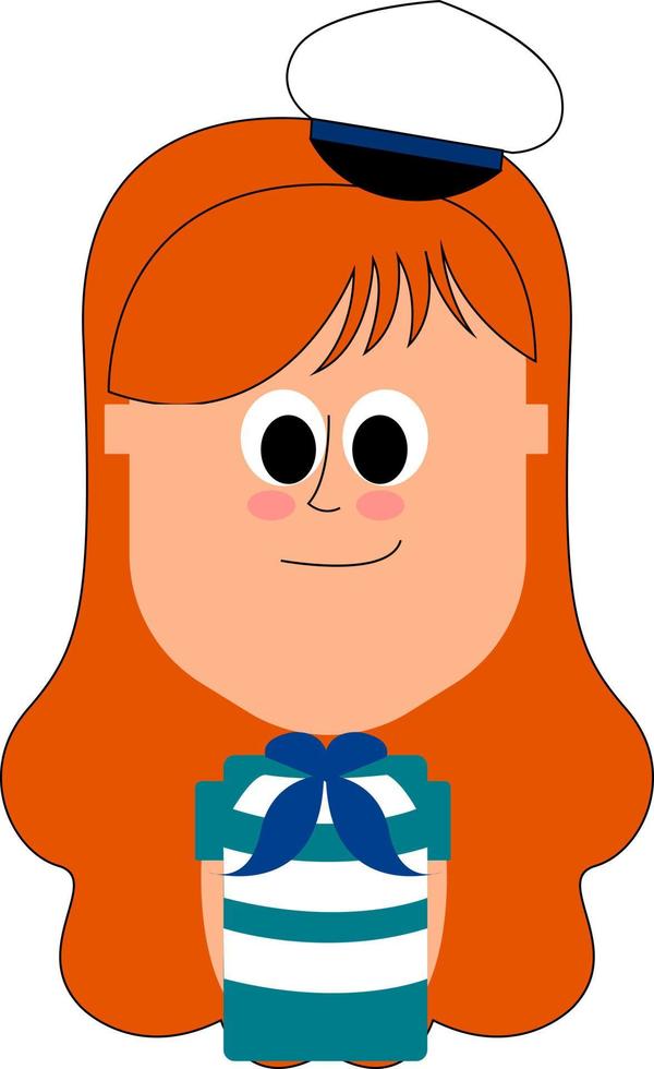 Woman sailor, illustration, vector on white background