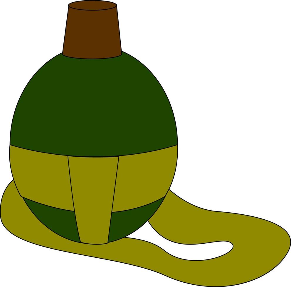 Military green flask, illustration, vector on white background.