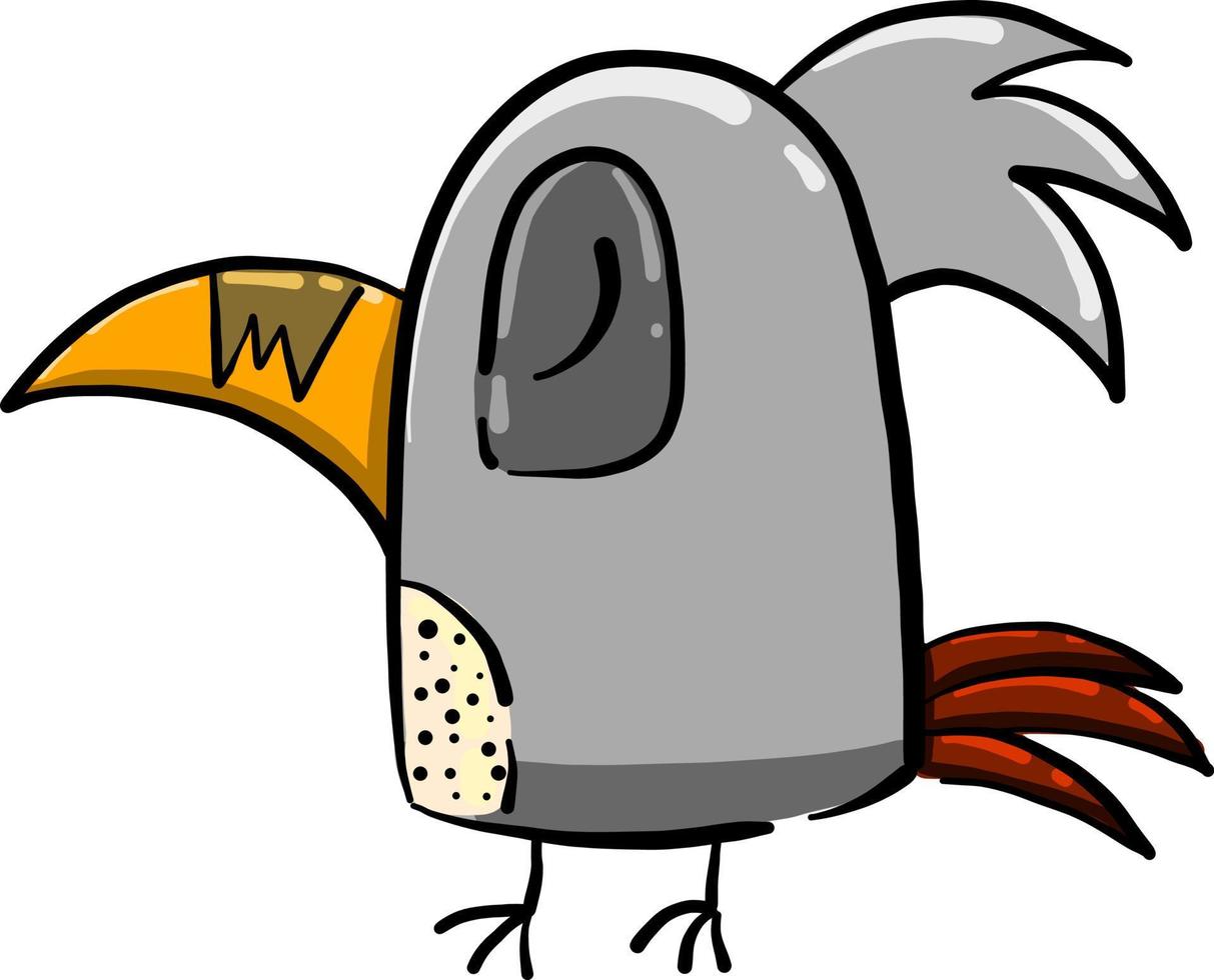 Grey bird, illustration, vector on white background
