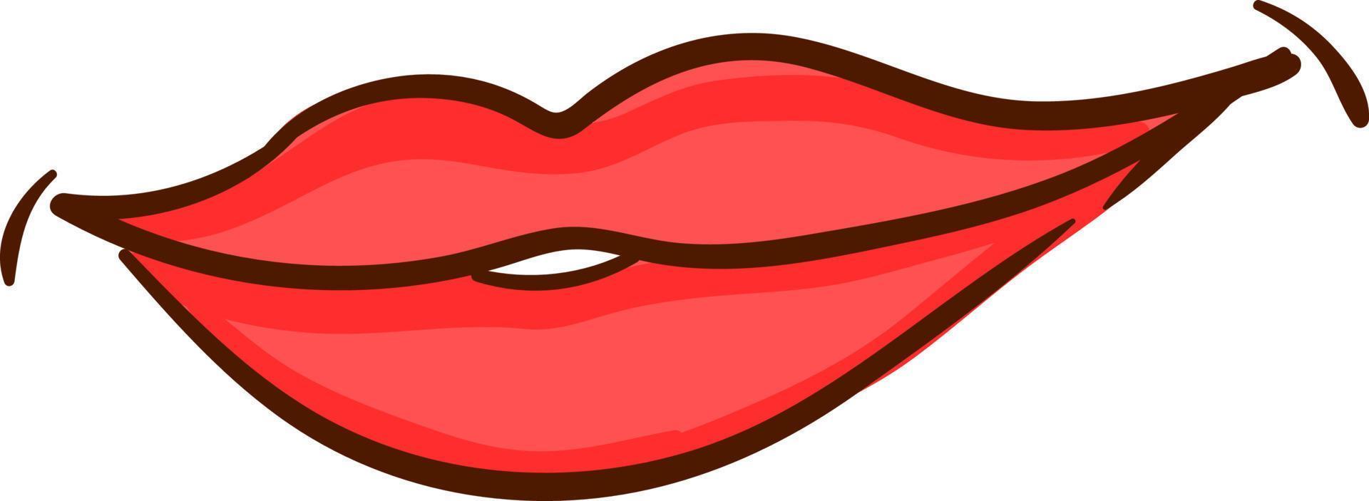 labios rojos sonriendo, ilustración, vector sobre fondo blanco.