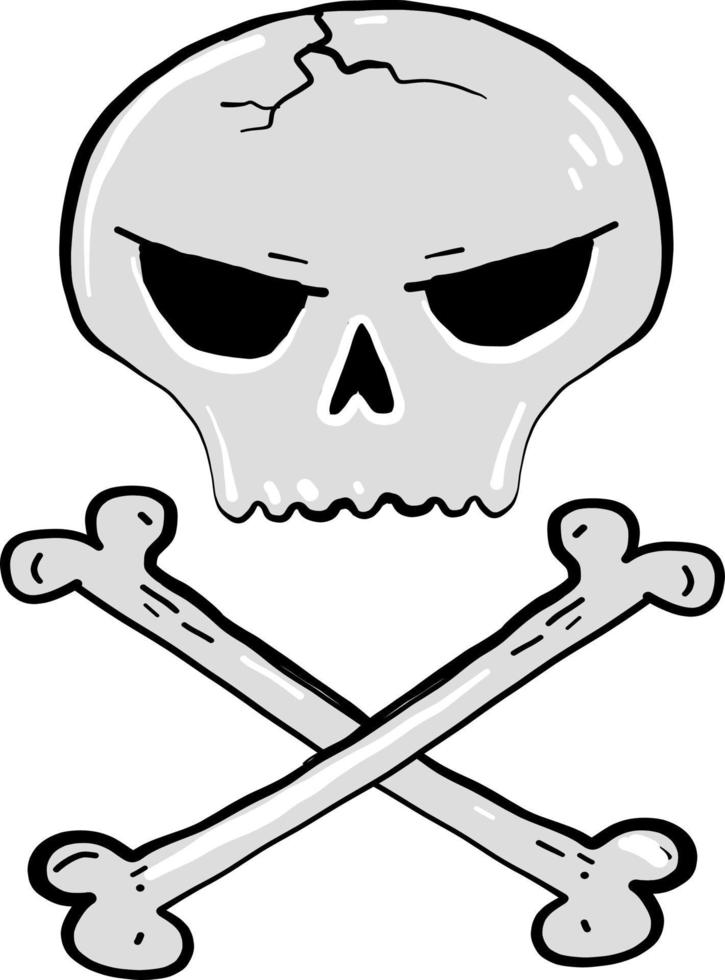 Very scary scull, illustration, vector on white background.