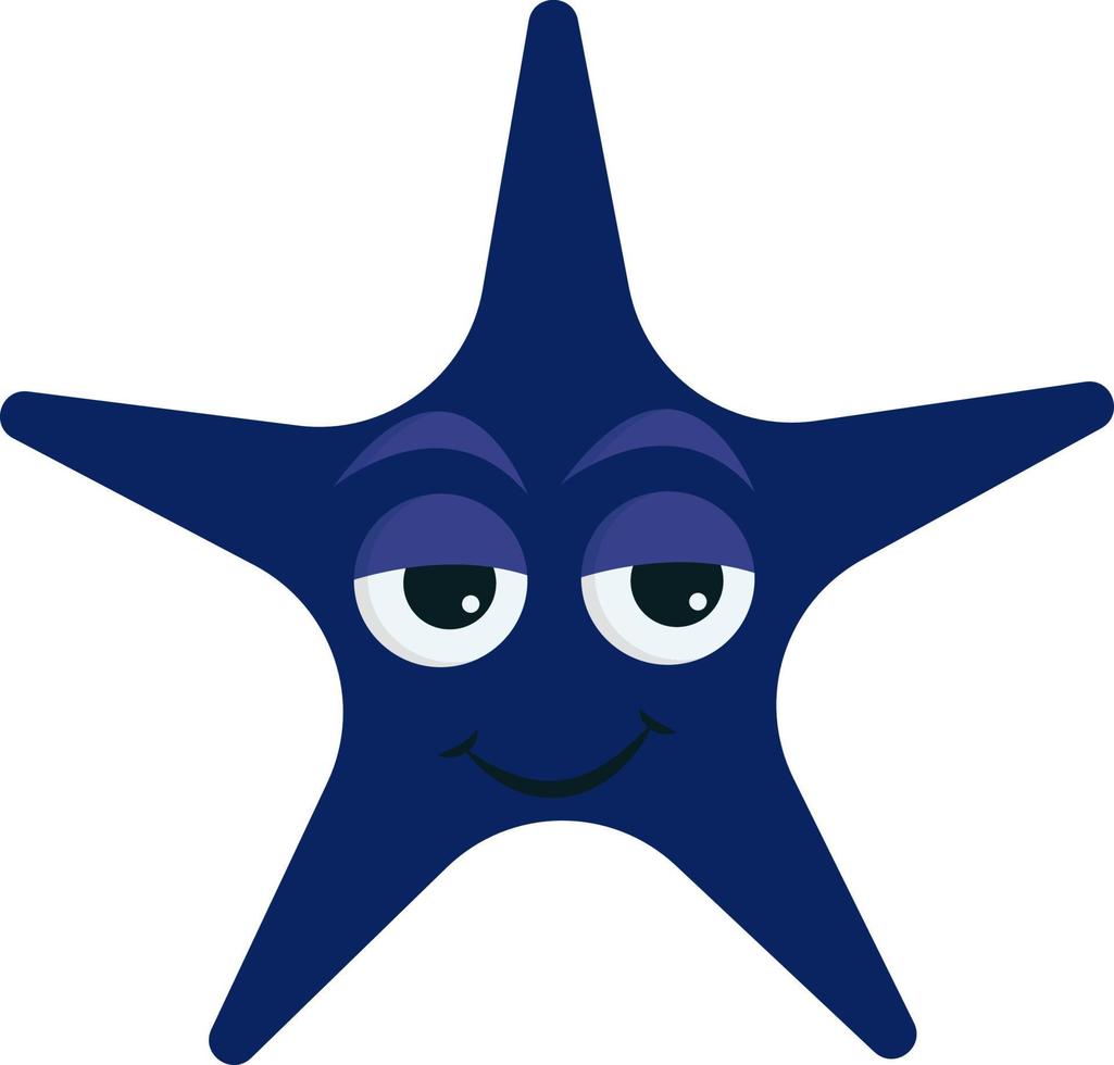 Linda estrella de mar azul, ilustración, vector sobre fondo blanco.