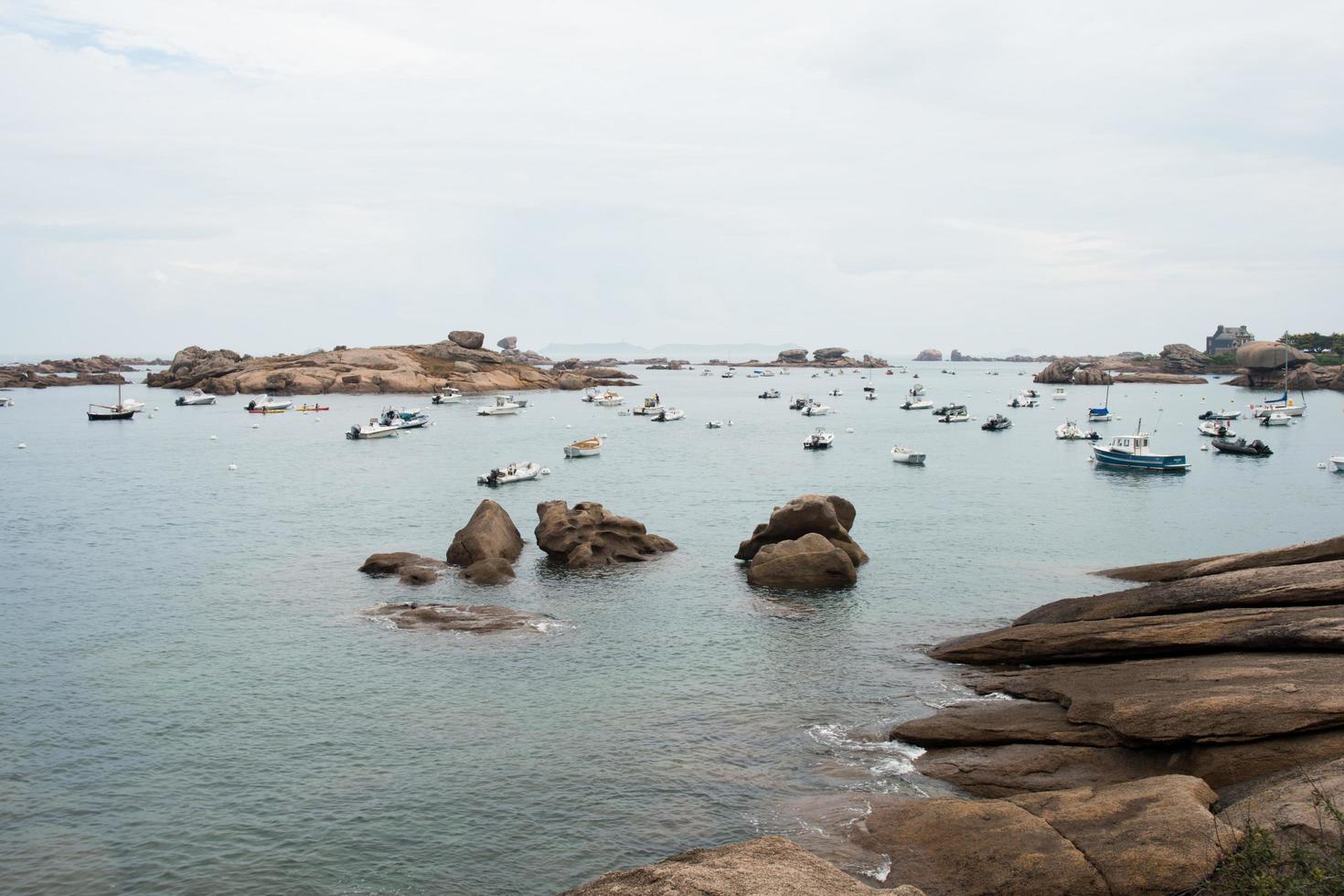 Pink granit coast in french brittany, France. photo