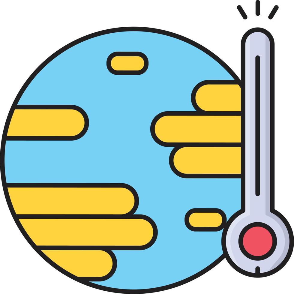 ilustración de vector de temperatura mundial en un fondo. símbolos de calidad premium. iconos vectoriales para concepto y diseño gráfico.