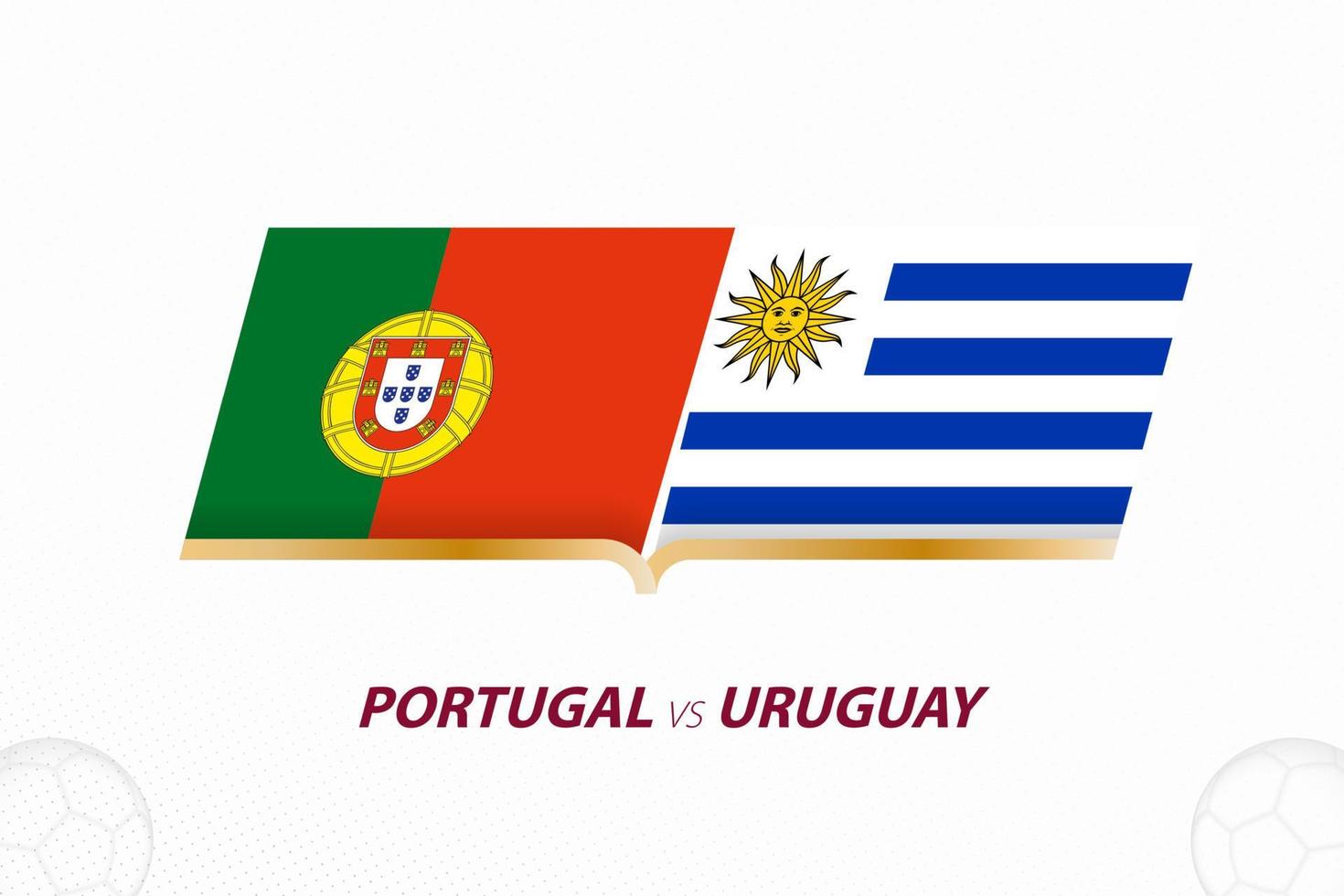 portugal vs uruguay en competencia de futbol, grupo a. versus icono en el fondo del fútbol. vector