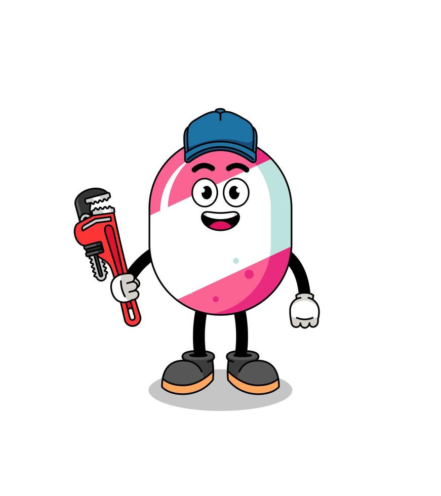 candy illustration cartoon as a plumber vector