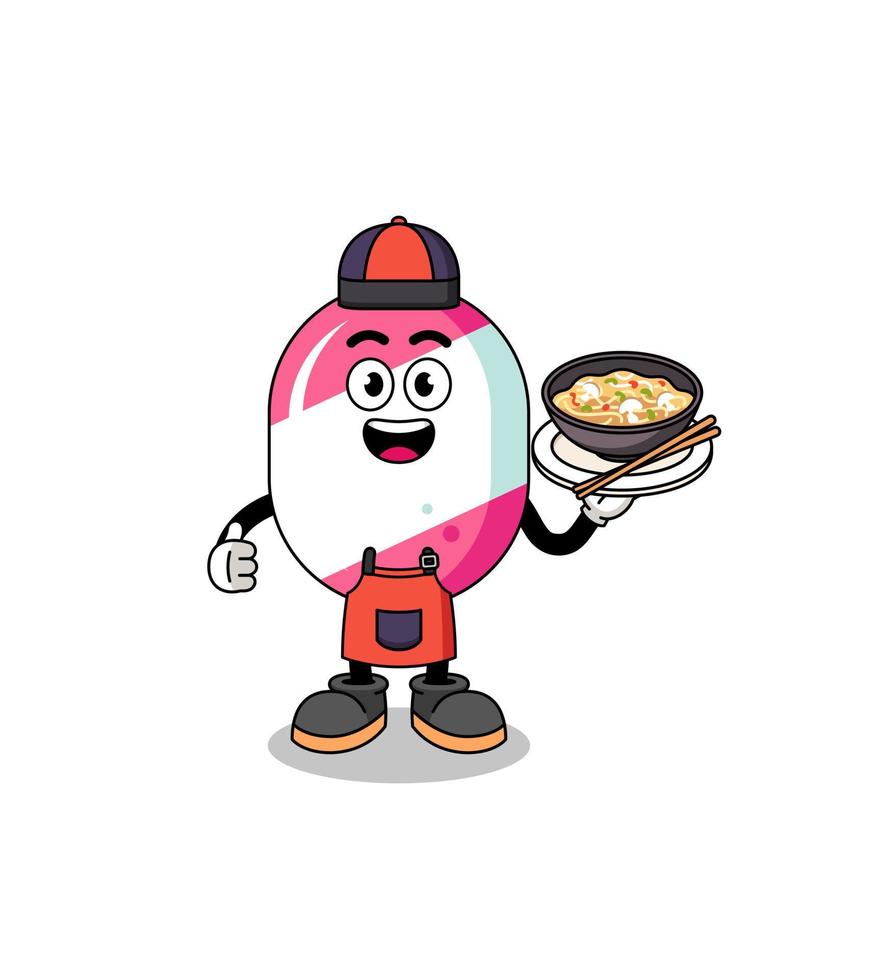 Illustration of candy as an asian chef vector