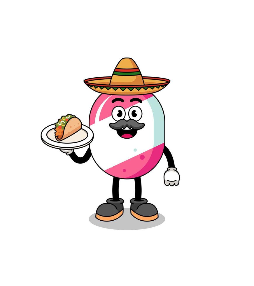 caricatura de personaje de dulces como chef mexicano vector