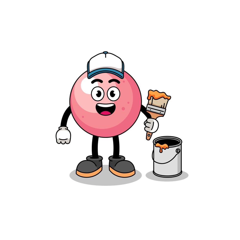 Character mascot of gum ball as a painter vector