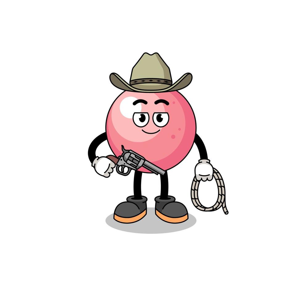 Character mascot of gum ball as a cowboy vector