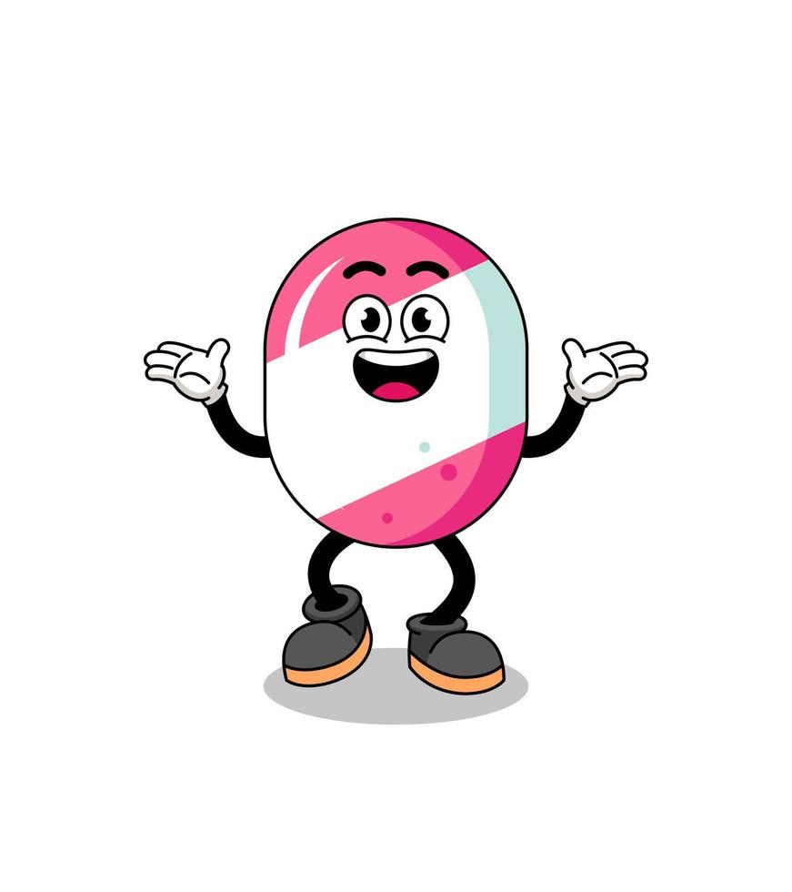 candy cartoon searching with happy gesture vector