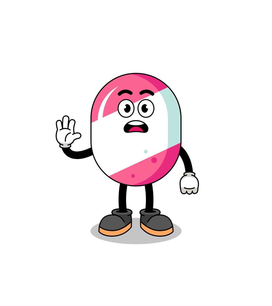 candy cartoon illustration doing stop hand vector