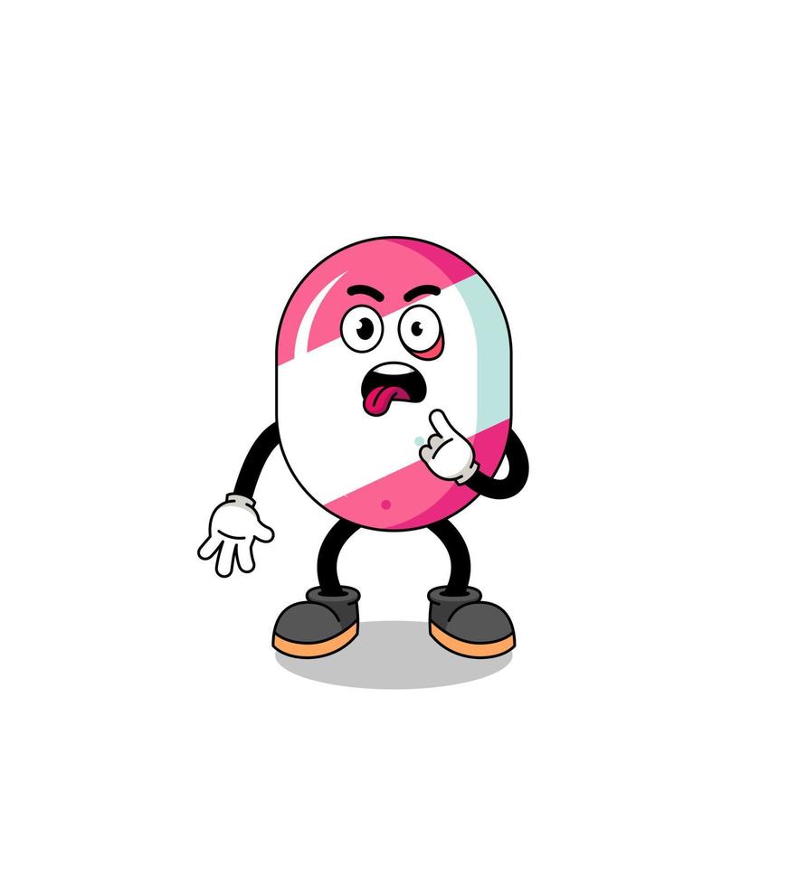Character Illustration of candy with tongue sticking out vector