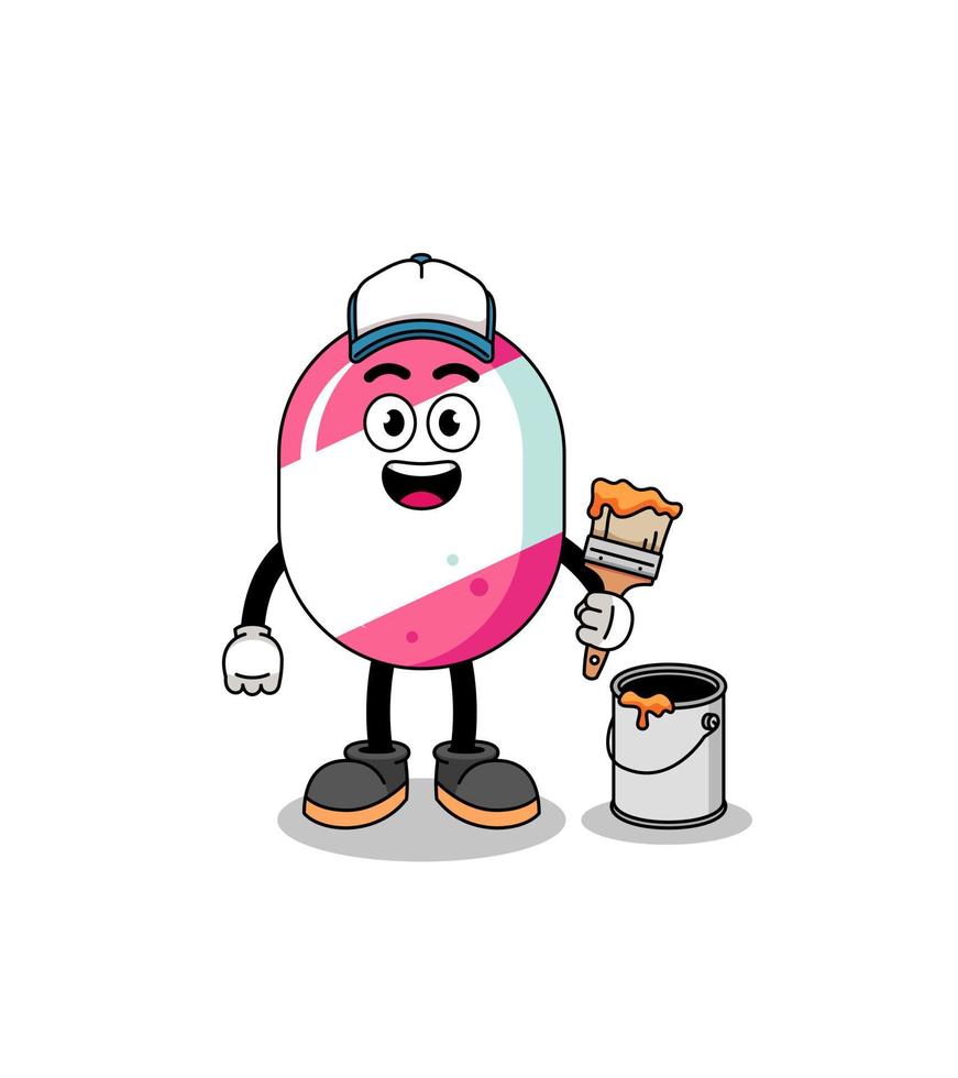 Character mascot of candy as a painter vector