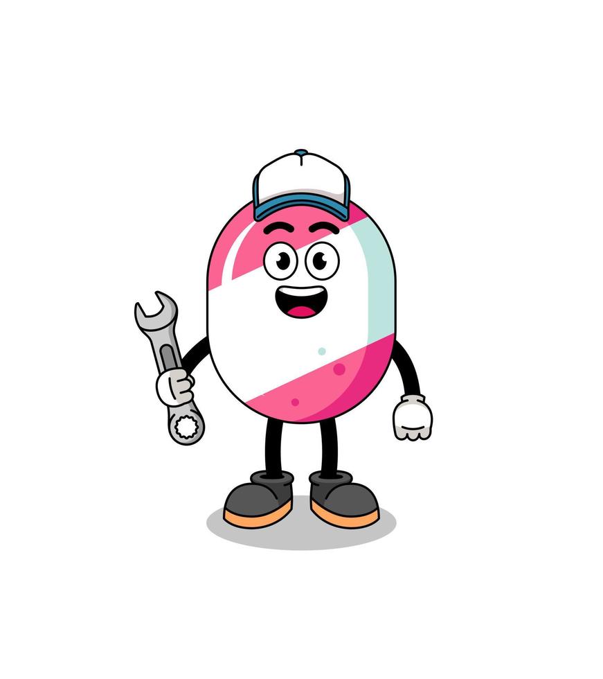candy illustration cartoon as a mechanic vector