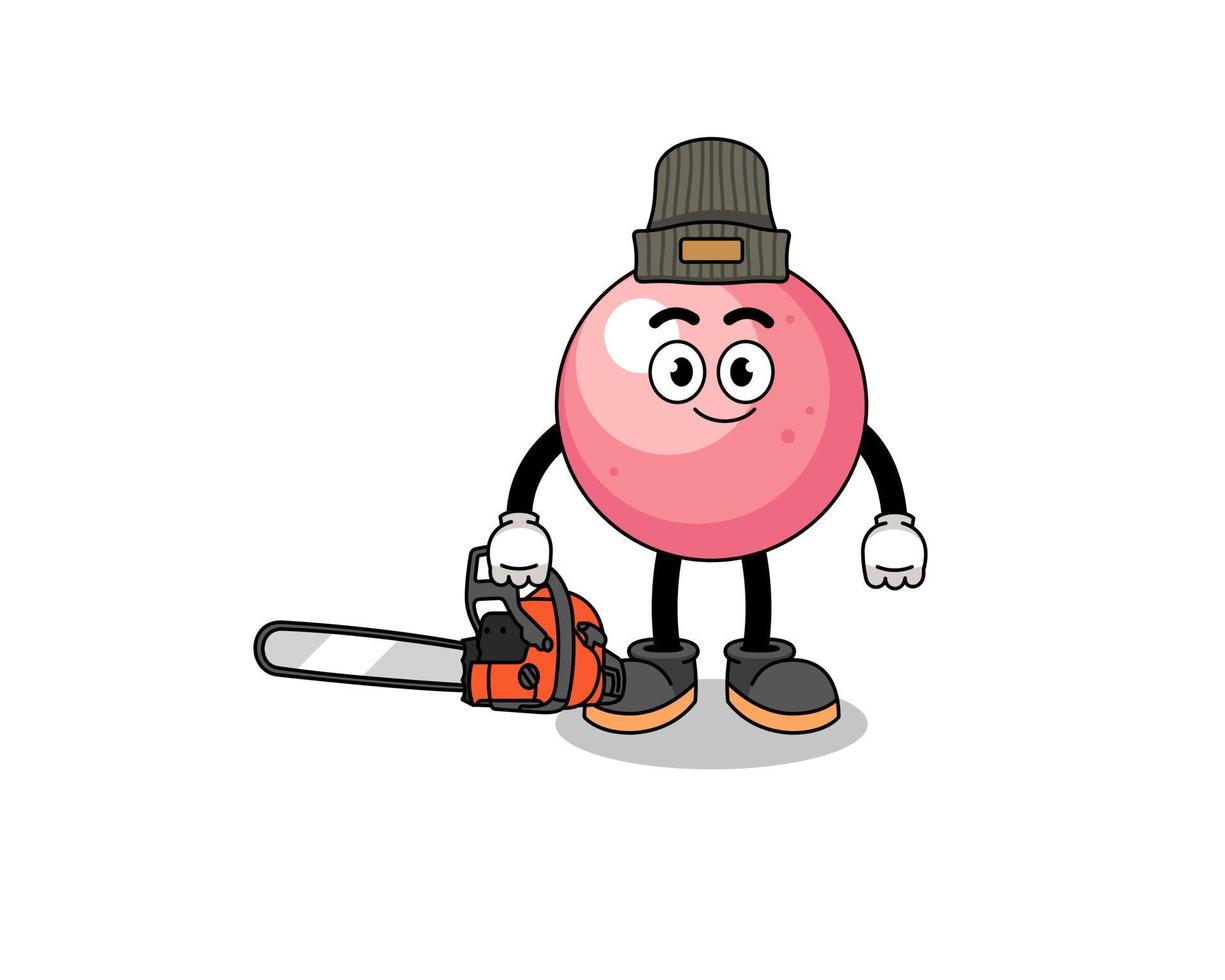 gum ball illustration cartoon as a lumberjack vector