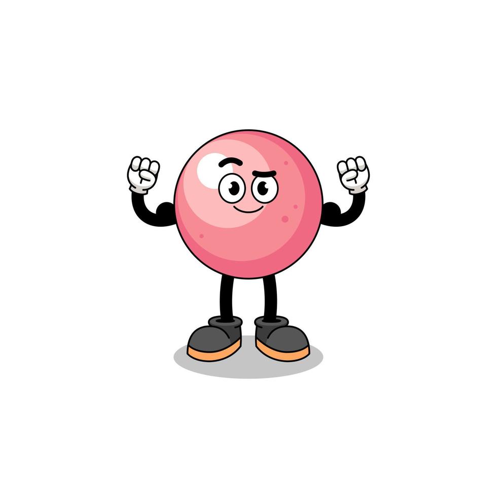 Mascot cartoon of gum ball posing with muscle vector