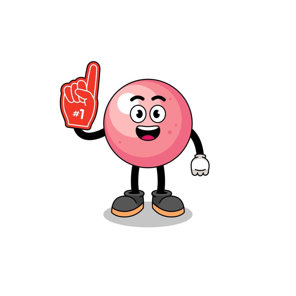 Cartoon mascot of gum ball number 1 fans vector
